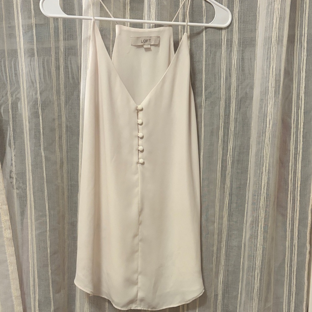 LOFT Ivory Button-Front Sleeveless Top